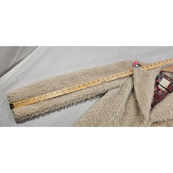Anthropologie Elevenses Fira Sherpa Coat Shaggy Beige Fairy Grunge Boho Size M - Picture 15 of 16